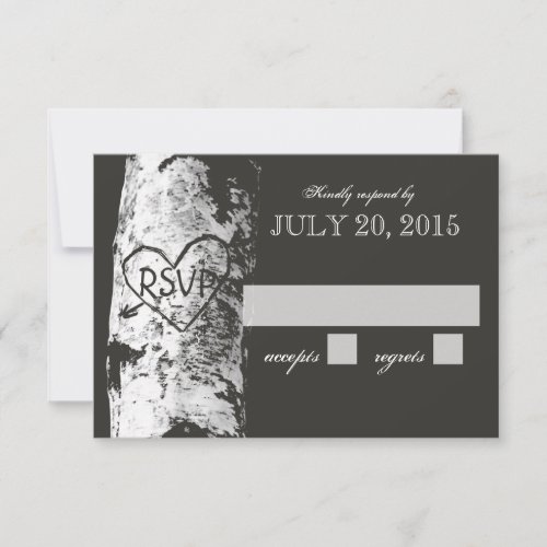 Birch Tree with Carved Heart RSVP