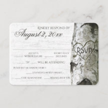 Birch Tree with Carved Heart RSVP