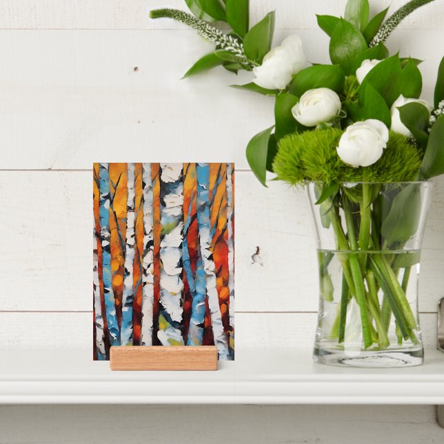 Birch Trees Abstract Art Print & Holder (Insitu 4)