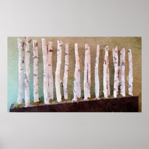 Birch Trees Abstract Watercolor Poster