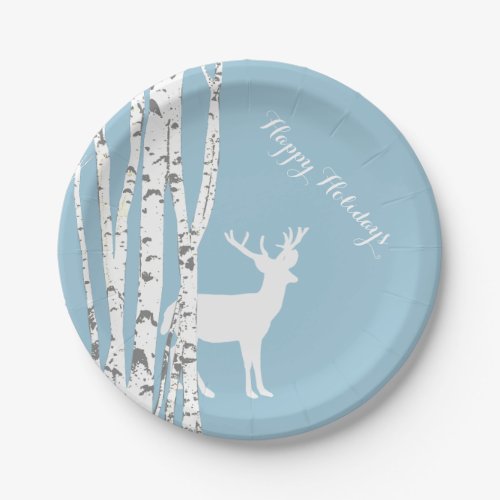 Birch Trees and Deer Holiday Paper Plate