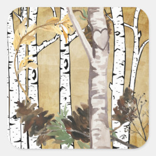 Birch Trees and Pine Cone Stickers