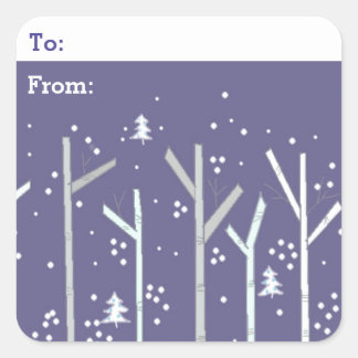 Birch Trees and Snow Gifttag Square Sticker
