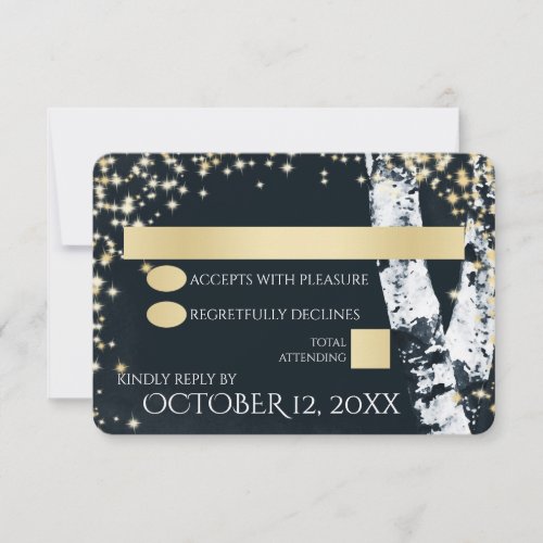 Birch Trees and Sparkle Wedding RSVP Card