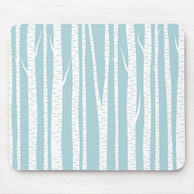 Birch Trees Blue Mouse Pad (Front)