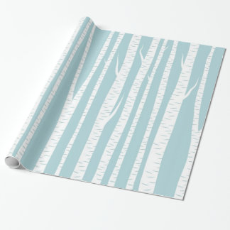 Birch Trees Blue Wrapping Paper