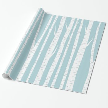 Birch Trees Blue Wrapping Paper by peacefuldreams at Zazzle