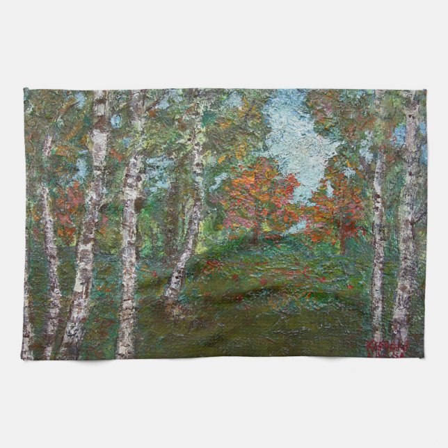 Birch Trees (by Kimon Loghi) Kitchen Towel (Horizontal)