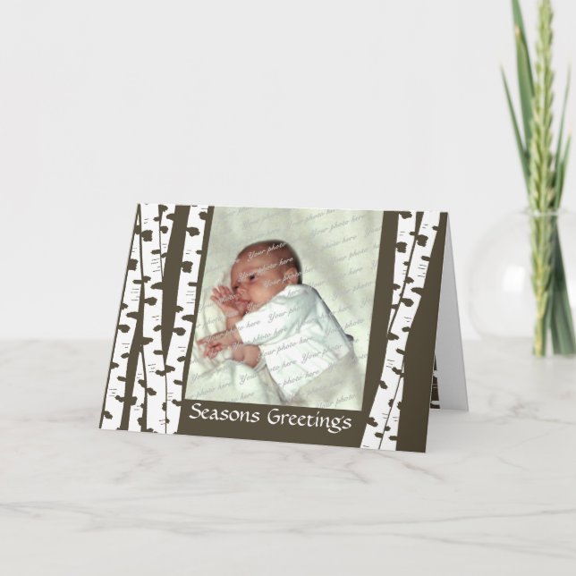 Birch Trees Christmas Greeting Holiday Card (Front)