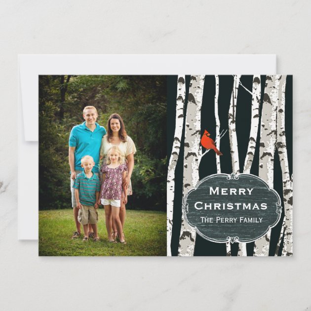 Birch Trees Custom Photo Christmas Greeting Holiday Card