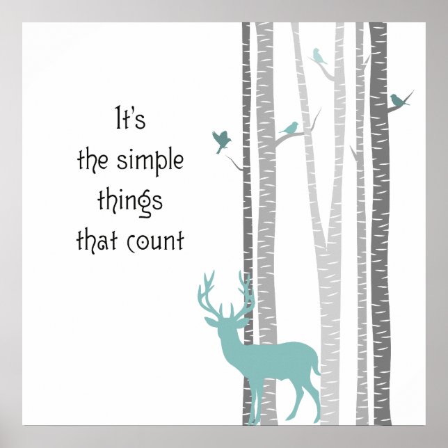 Birch Trees Deer Inspirational quote Poster (Front)