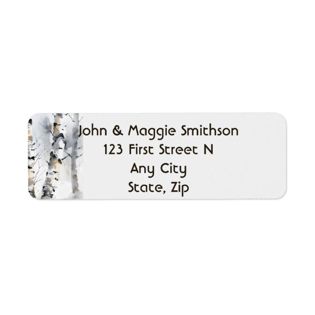 Birch Trees Forest Winter Nature Label (Front)