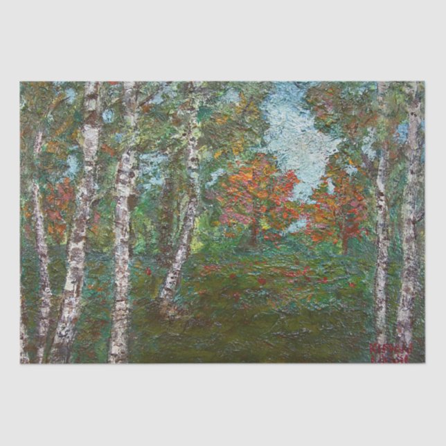 Birch Trees in a Romanian Forest (by Kimon Loghi) Tissue Paper (Front)