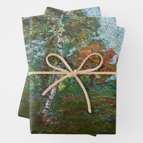 Birch Trees in a Woodland by Kimon Loghi Wrapping Paper Sheets