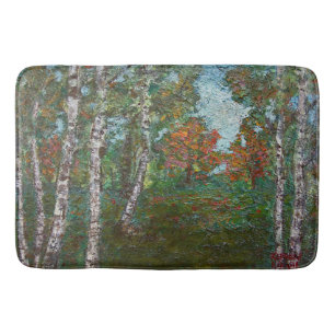 Birch Trees in a Woodland Forest (by Kimon Loghi) Bath Mat