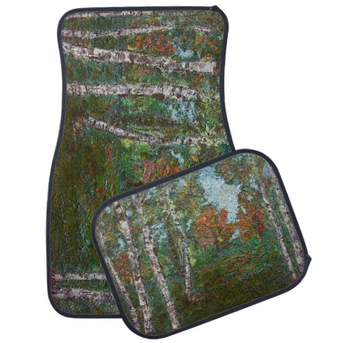 Birch Trees in a Woodland Forest by Kimon Loghi Car Floor Mat