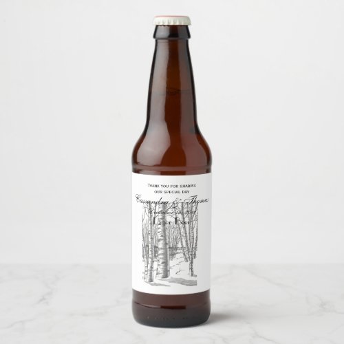 Birch Trees In Winter Christmas Xmas Beer Bottle Label