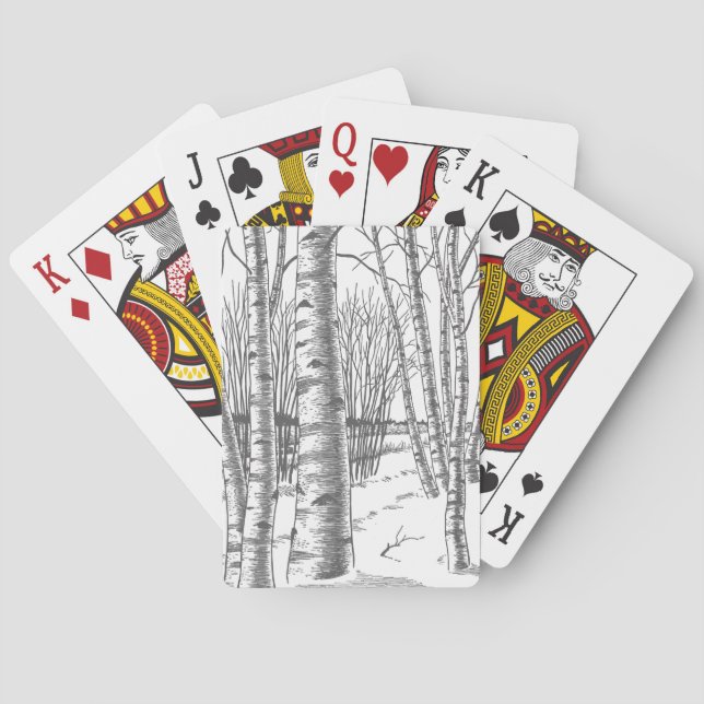 Birch Trees In Winter Christmas Xmas Poker Cards (Back)