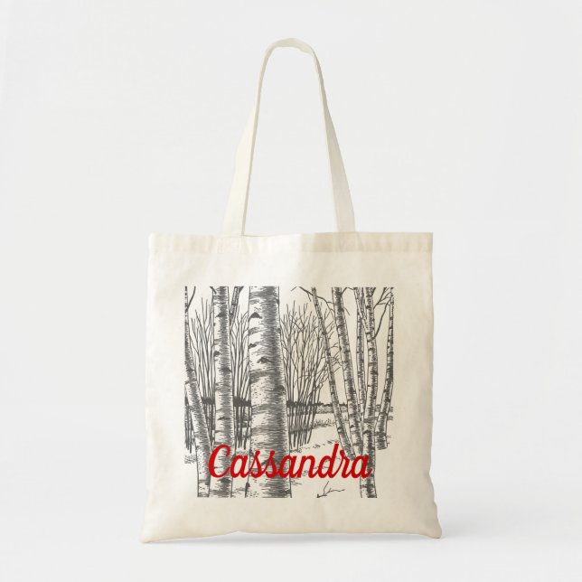 Birch Trees In Winter Christmas Xmas Tote Bag (Front)