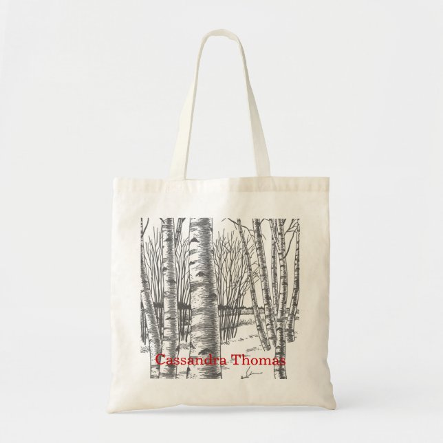 Birch Trees In Winter Christmas Xmas Tote Bag (Front)