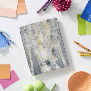 Birch Trees On Grey Background 6 iPad Smart Cover