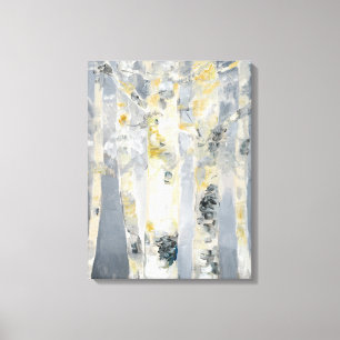 Birch Trees On Grey Background Canvas Print
