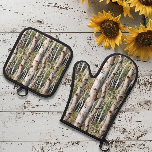 Birch Trees Oven Mitt & Pot Holder Set (Creator Uploaded)