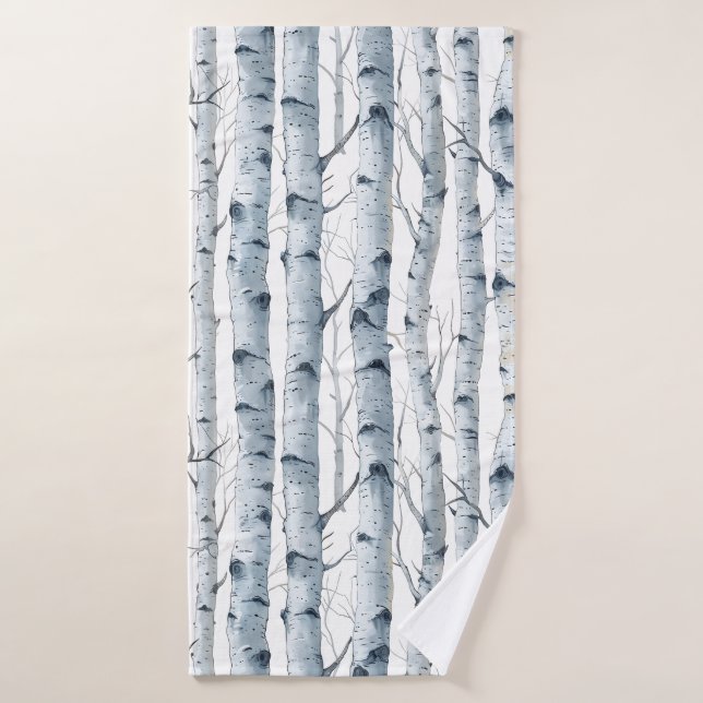 Birch trees pattern gray white bath towel (Bath Towel)