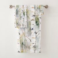Birch trees pattern green