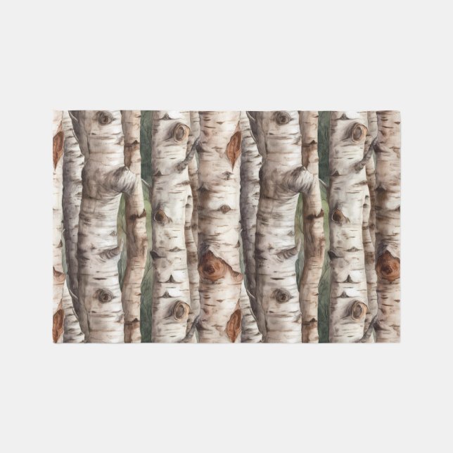 Birch Trees Pattern Nature Farmhouse cabin Rug (Front)