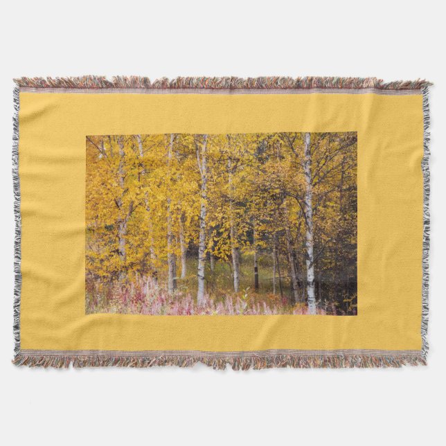 Birch Trees printed on throw Blanket (Front)