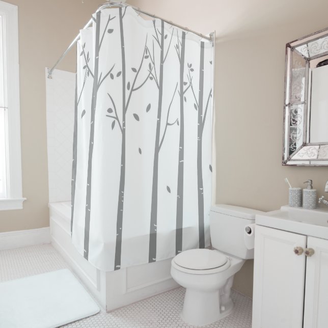 Birch trees shower curtain design (In Situ)