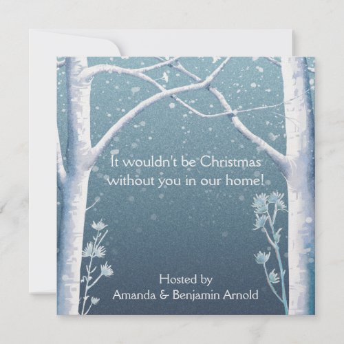 Birch Trees Snow Holiday Invitation