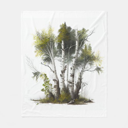 Birch Trees The Birches Northern Ireland Fleece Blanket