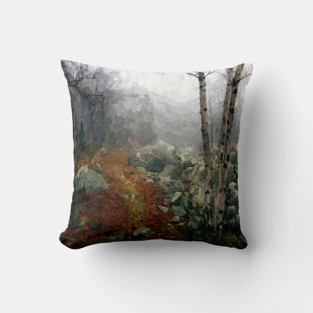 Birch Trees Throw Pillow (Front)
