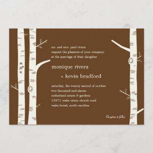Birch Trees Wedding Invitation - Chocolate