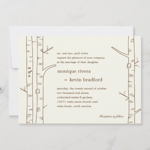 Birch Trees Wedding Invitation - Sketchy