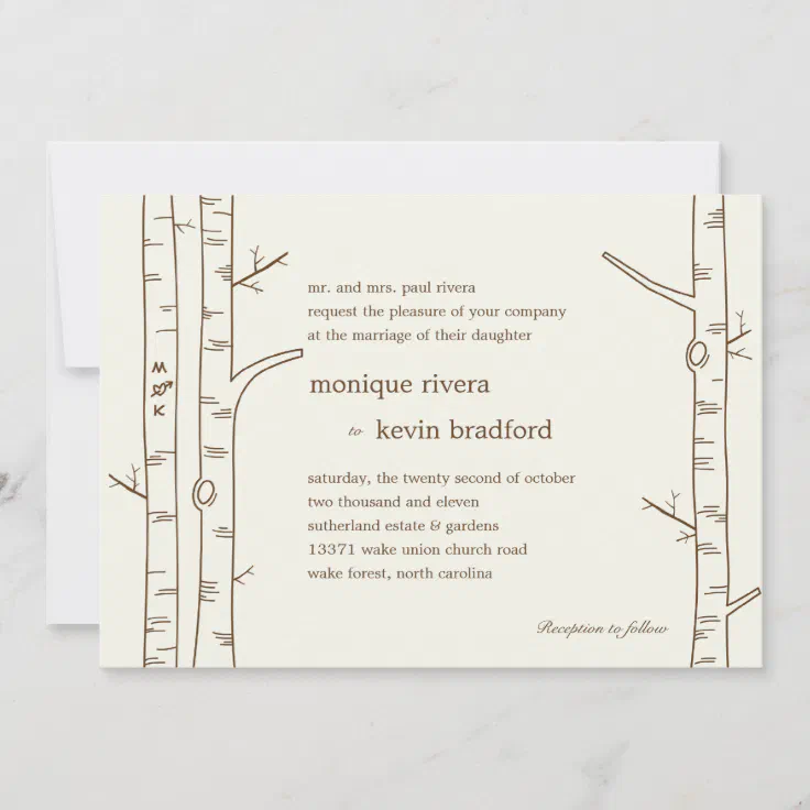 Birch Trees Wedding Invitation - Sketchy