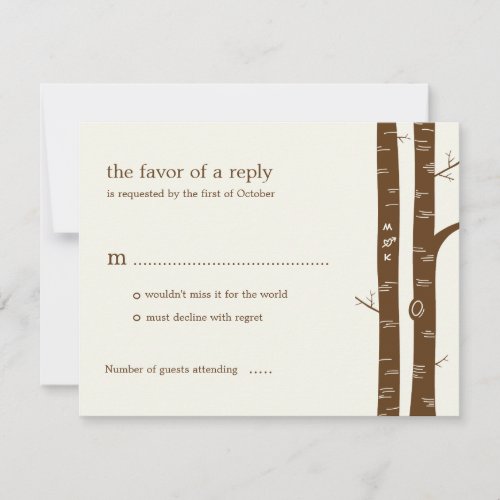 Birch Trees Wedding RSVP Card - Almond
