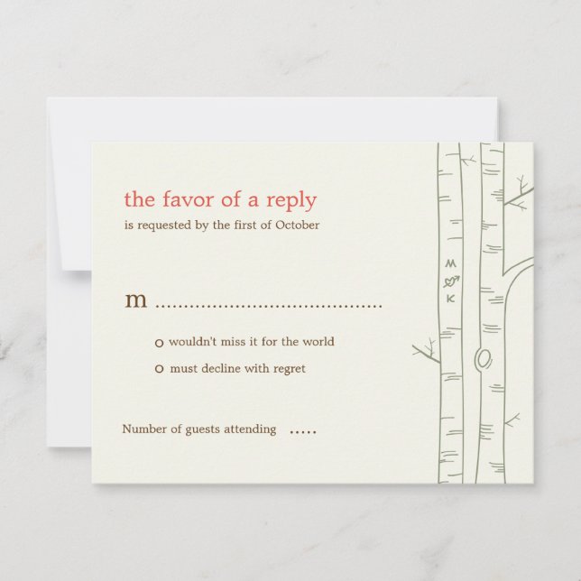 Birch Trees Wedding RSVP Card - Custom (Front)