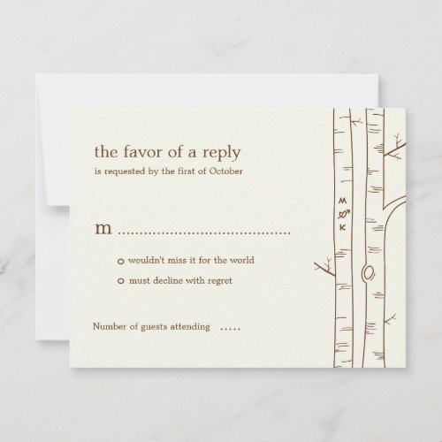 Birch Trees Wedding RSVP Card - Sketchy