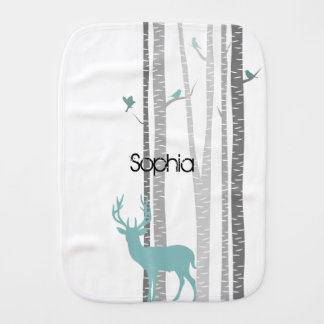 Birch Trees with Deer Burp Cloth
