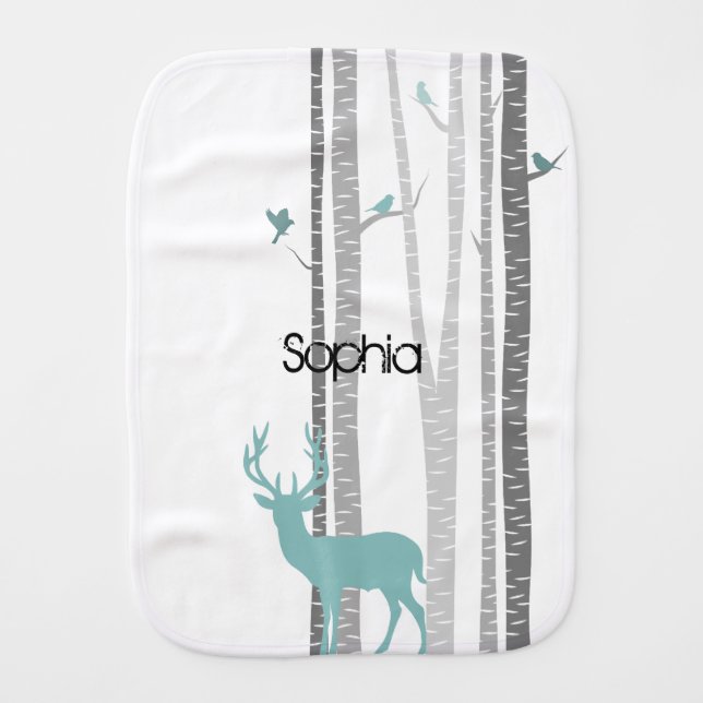 Birch Trees with Deer Burp Cloth (Front)