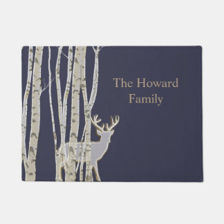 Birch Trees with Deer Custom Door Mat
