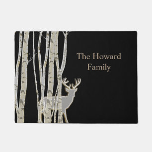 Birch Trees with Deer Custom Door Mat
