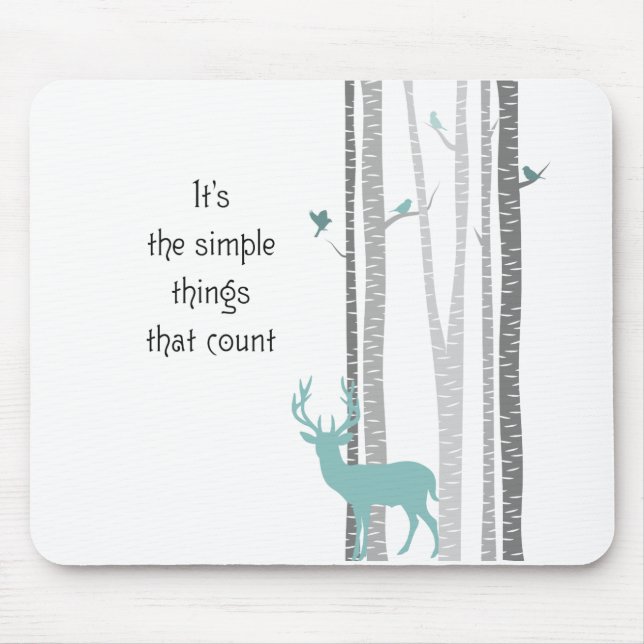 Birch Trees with Deer Simple Things Count Mouse Pad (Front)
