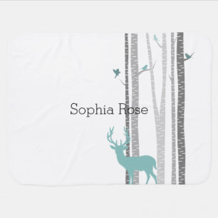 Birch Trees with Deer Stroller Blanket