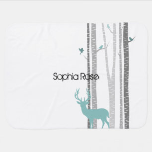 Birch Trees with Deer Stroller Blanket