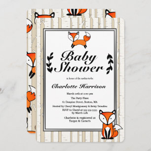 Birch Trees & Woodland Fox Baby Shower Invitation