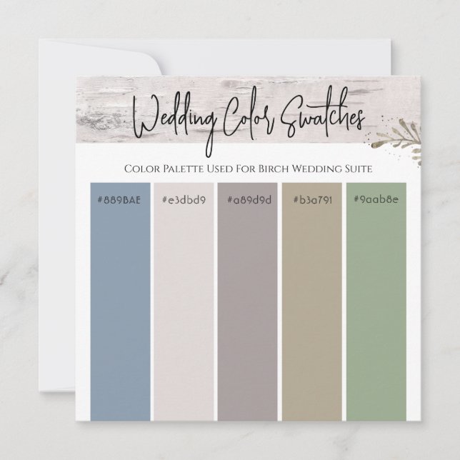 Birch Wedding Color Pallette Invitation (Front)